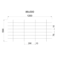 Грильято Жалюзи ячейка 300x86 мм, черный, высота 30 / 50 мм, ширина 10 мм