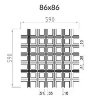 Грильято Пирамидальный ячейка 86х86мм, белый матовый, высота 35 мм, ширина 10 мм