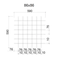 Грильято ячейка 86x86, высота 30 мм, ширина 5 мм, супер-хром
