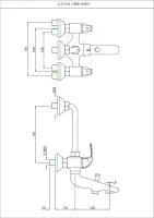 Смеситель для ванны и душа 3-в-1 с ручным и верхнем душем Essco Orbit ORB-CHR-105281 Хром