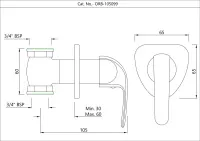 Настенный запорный клапан Essco Orbit ORB-CHR-105099 Хром