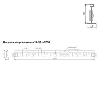 Подвесная система Албес T-15/38 Prim рейка несущая высота профиля 38мм, длина 3700мм, металлик матовый