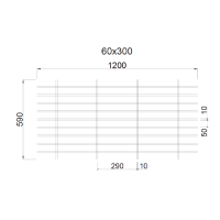 Грильято Жалюзи ячейка 300x60 мм, белый матовый, высота 30 / 50 мм, ширина 10 мм