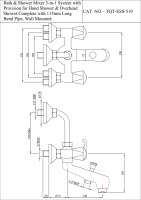 Смеситель для ванны и душа 3-в-1 с ручным и верхнем душем Essco Tropical TQT-CHR-519 Хром