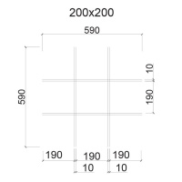 Грильято ячейка 200x200, высота 50 мм, ширина 10 мм, металлик